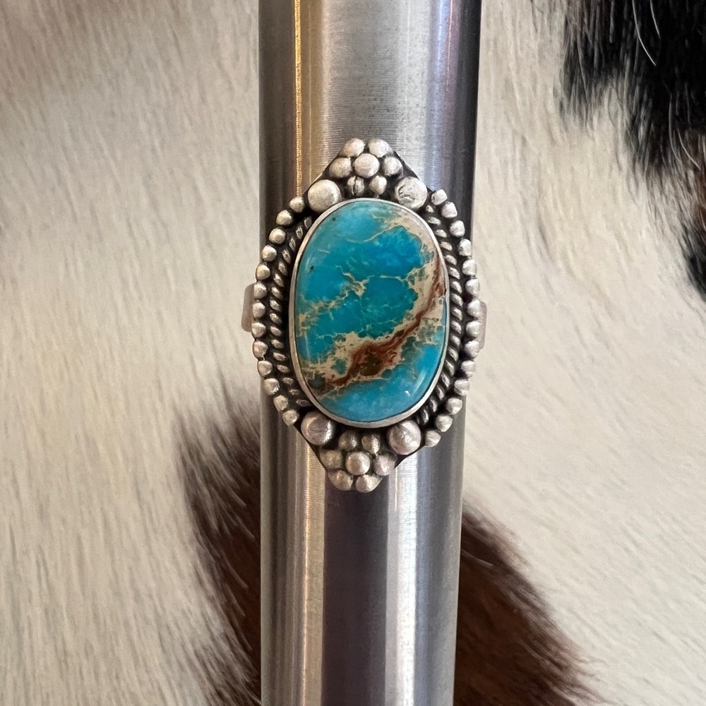❤️ Sea Sediment Jasper Brushed Sterling 925 Southwestern Navajo Adjustable Ring - Picture 5 of 13